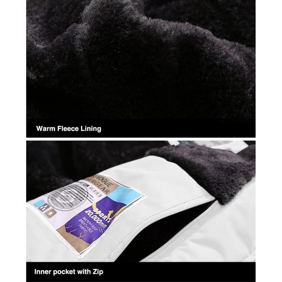 Magcomsen Men's Waterproof Fleece Lined Winter Coats Warm Snow Ski Jacket-White - Picture 6 of 7